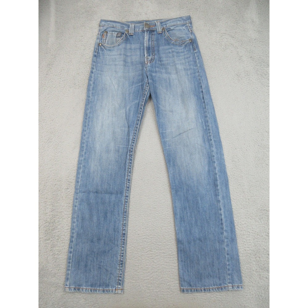 Twenty X Jeans Mens 32x36 Light Wash Blue Relaxed Straight Leg Embroidered